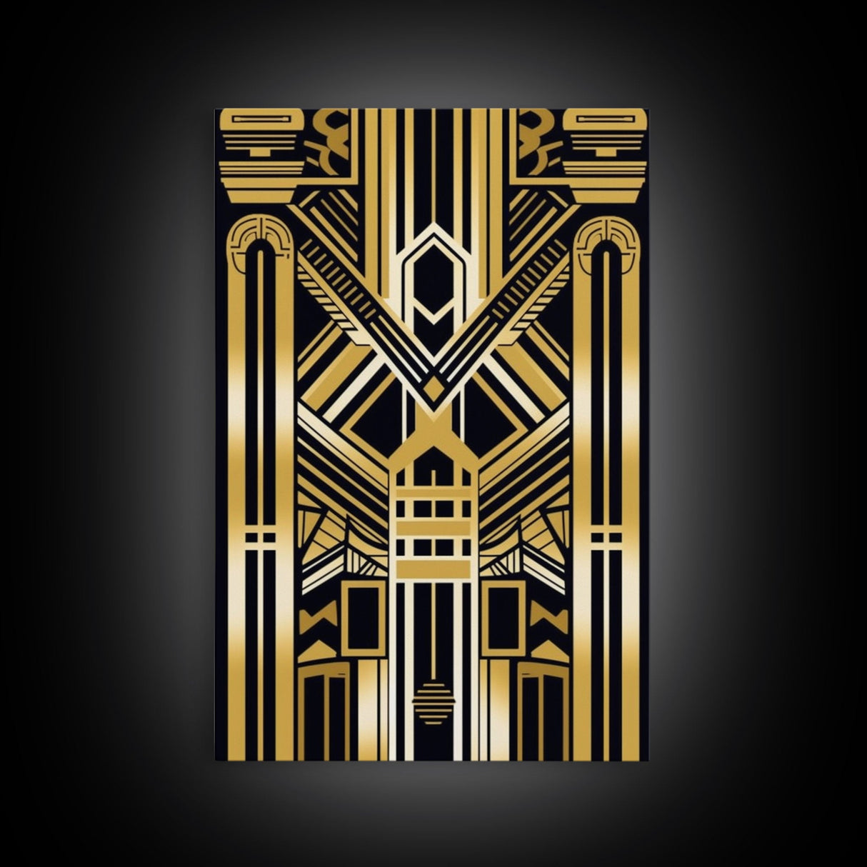 Art Deco Pattern Wall art, Framed Canvas Print, Art Deco, Gold art, Geometric art, Wall decor, Midcentury Modern, Lines art, Wall decor