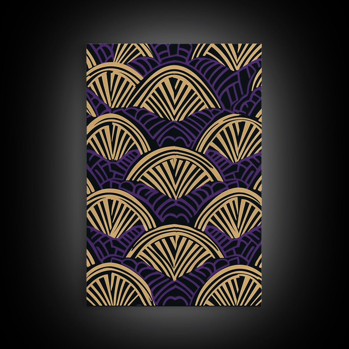 Art Deco Pattern Wall art - Framed Canvas Print - Art Deco - Original painting - Wall art - Office decor - Gold & purple art - Abstract art