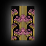 Art Deco Pattern Wall art - Framed Canvas Print - Art Deco - Black art - Bright colors - Pink & gold art - Office decor - Abstract nature