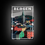 Bergen Wall Poster, NorwayPoster, Europe Wall Art, Norway Art Print, Travel Wall Print, Travel Poster, Travel Wall Art, Canvas Wall Print