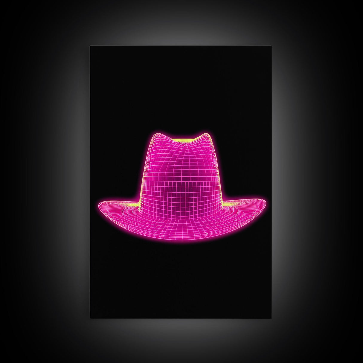 Pink Cowboy Hat Wall Decor, Cowgirl Hat Art Print, Western Art, 3D Art, Minimalist Print, Wall Decor, Canvas Print, Wall Art, Framed Canvas