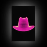 Pink Cowboy Hat Wall Decor, Cowgirl Hat Art Print, Western Art, 3D Art, Minimalist Print, Wall Decor, Canvas Print, Wall Art, Framed Canvas