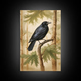 Crow Wall Art, Black Bird Wall Decor, Animal Wall Art, Trees, Nature, Modern Print, Wall Decor, Canvas Print, Wall Art, Framed Canvas