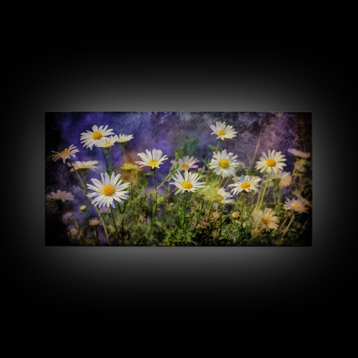 Wildflowers Wall Decor, Floral Wall Art, Nature Print, White Daisies, Panoramic Wall Decor, Canvas Print, Wall Art, Framed Canvas Art