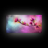 Cherry Blossoms Wall Art, Spring Flowers Wall Decor, Floral Wall Art, Panoramic Wall Decor, Canvas Print, Wall Art, Framed Canvas Art