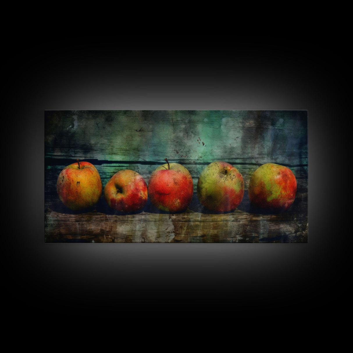 Apples Wall Art, Food Wall Decor, Grunge Wall Decor, Kitchen Wall Art, Panoramic Wall Decor, Canvas Print, Wall Art, Framed Canvas Art