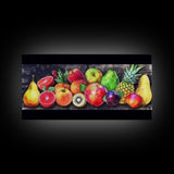 Fruits Wall Art, Food Wall Decor, Kitchen Wall Art, Panoramic Wall Decor, Canvas Print, Wall Art, Framed Canvas Art, Farmhouse Wall Decor,