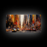 Abstract Cityscape Wall Art, City Wall Decor, Urban Art, Traffic Wall Art, Panoramic Wall Decor, Canvas Print, Wall Art, Framed Canvas Art