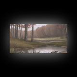 Pond Wall Art, Landscape Wall Decor, Trees Wall Art, Nature Wall Decor, Panoramic Wall Decor, Canvas Print, Wall Art, Framed Canvas Art