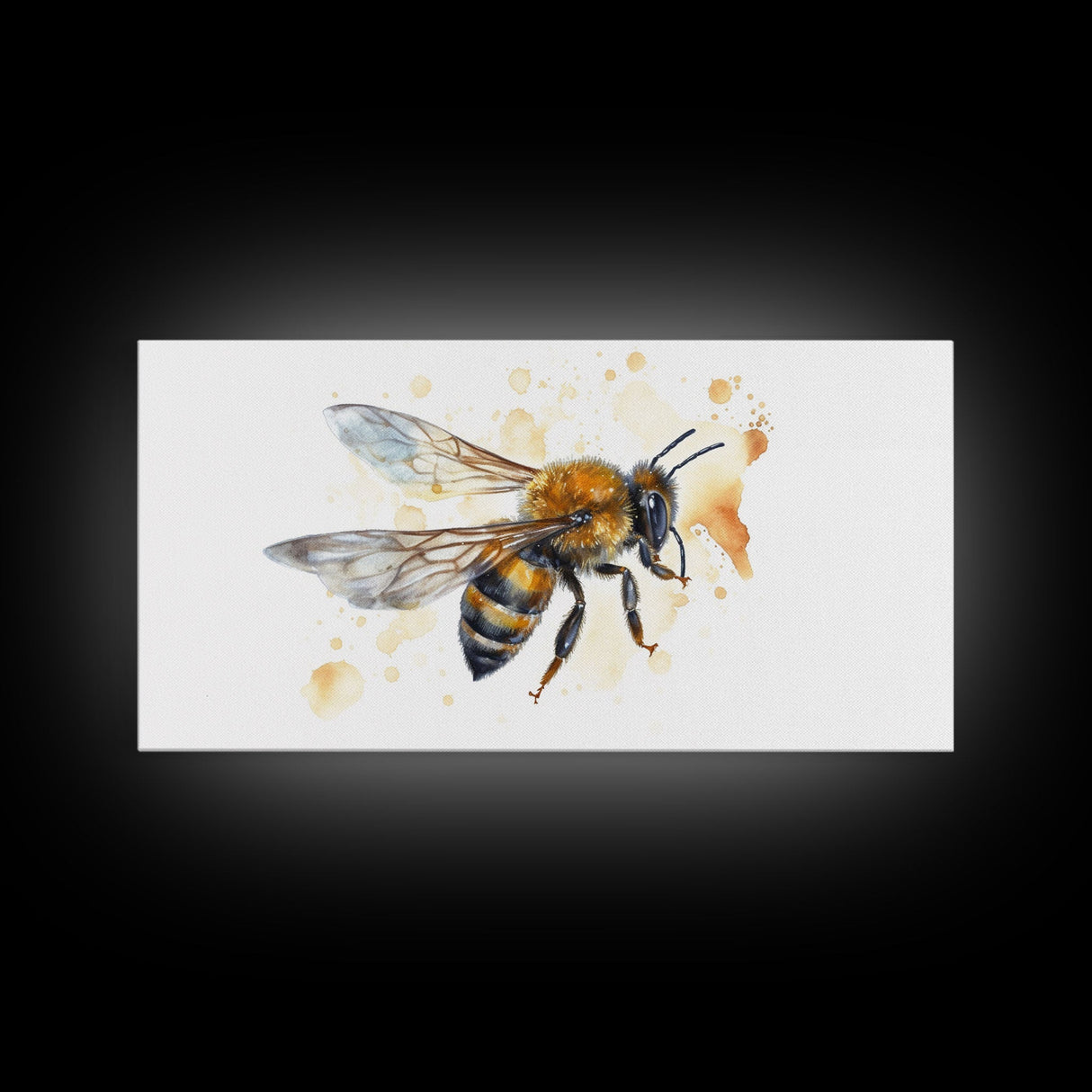 Honey Bee Wall Art, Insect Art, Nature Wall Art, Minimalist Art, Panoramic Wall Decor, Canvas Print, Wall Art, Framed Canvas Art