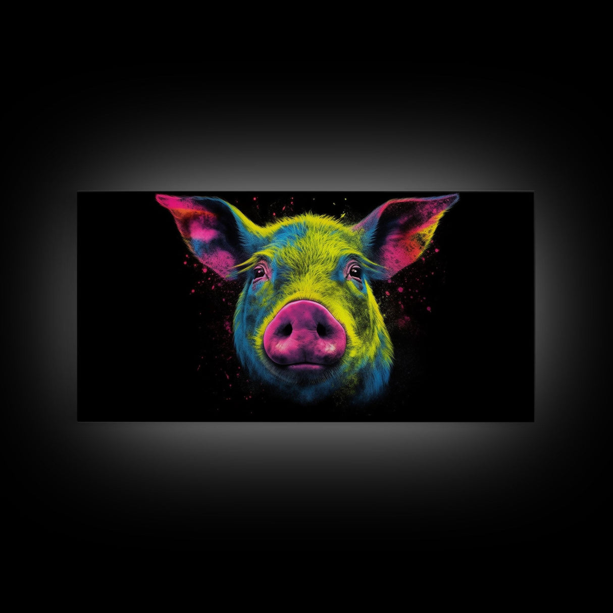 Pig Wall Art, Animal Wall Art, Nature Art, Farmhouse Art, Minimalist Art, Panoramic Wall Decor, Canvas Print, Wall Art, Framed Canvas Art