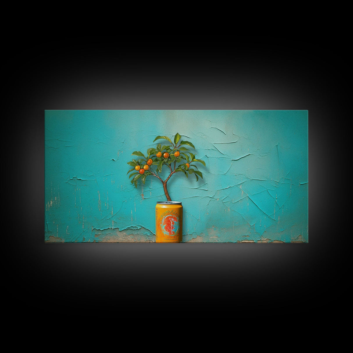 Orange Tree Wall Decor, Orange Wall Art, Soda Can Wall Art, Plant Wall Art, Panoramic Wall Decor, Canvas Print, Wall Art, Framed Canvas Art