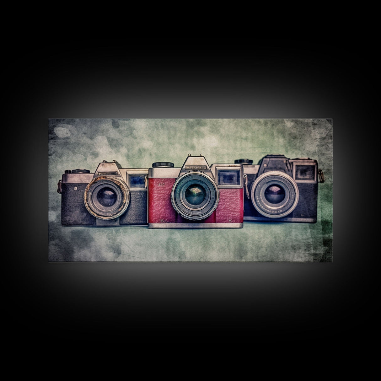 Film Camera Wall Decor, Retro Camera Wall Art, Red Camera, Photography Art, Panoramic Wall Decor, Canvas Print, Wall Art, Framed Canvas Art