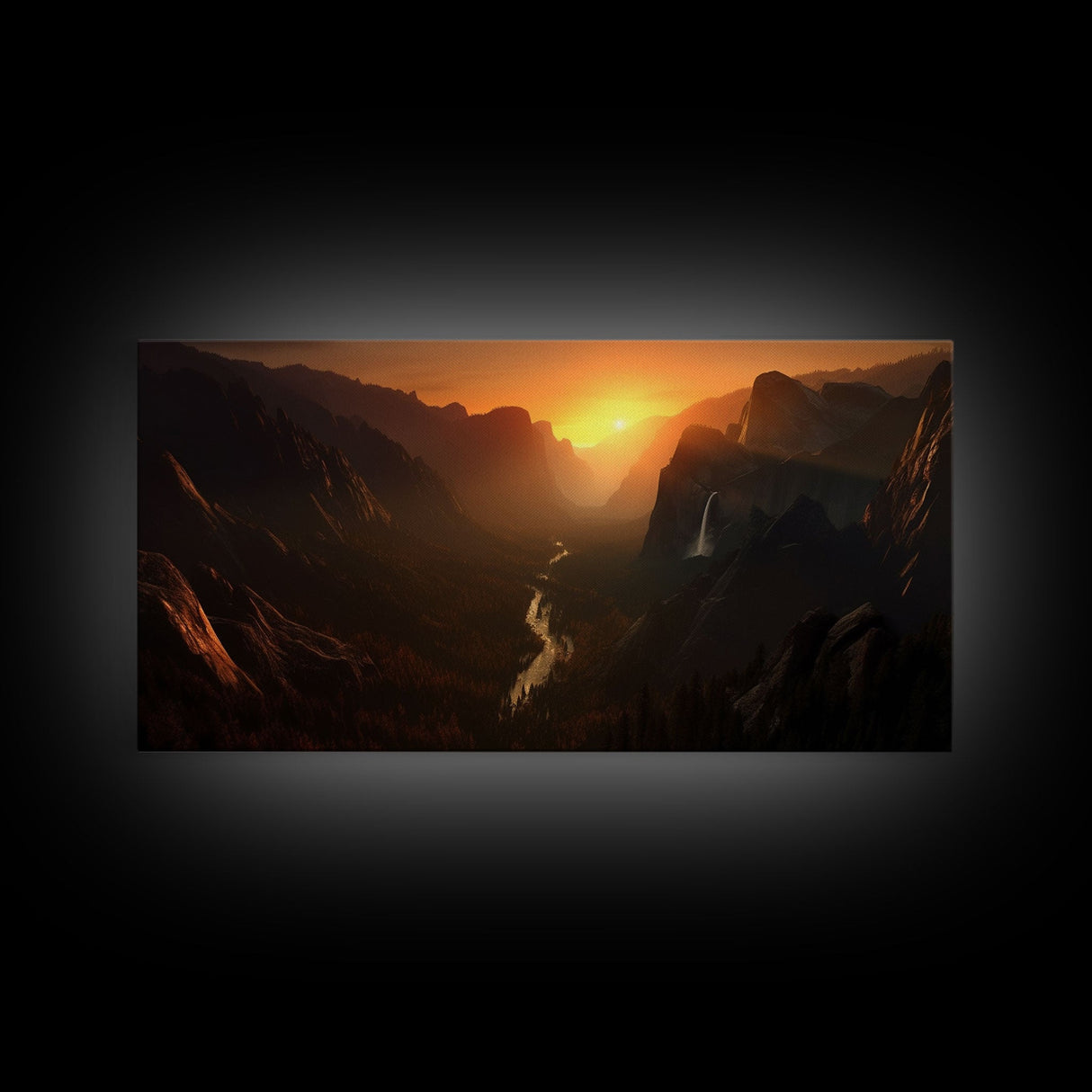 Sunset Over Canyon Wall Decor, Canyon River Wall Art, Landscape Wall Decor, Panoramic Wall Decor, Canvas Print, Wall Art, Framed Canvas Art