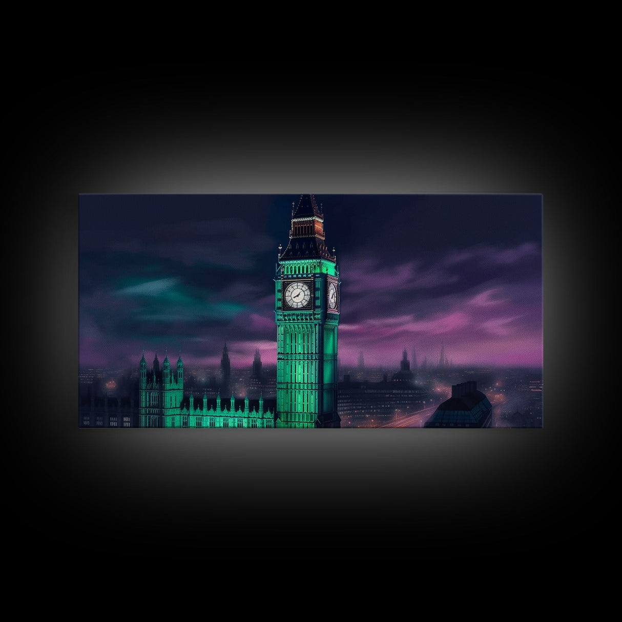 Big Ben Wall Art, London Landscape, Cityscape Wall Art, England Wall Decor, Panoramic Wall Decor, Canvas Print, Wall Art, Framed Canvas Art