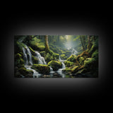 Waterfalls Art, Forest Wall Art, Summer Art, Trees Wall Print, Panoramic Art, Wall Art, Canvas Art, Landscape Art, Farmhouse Wall Decor