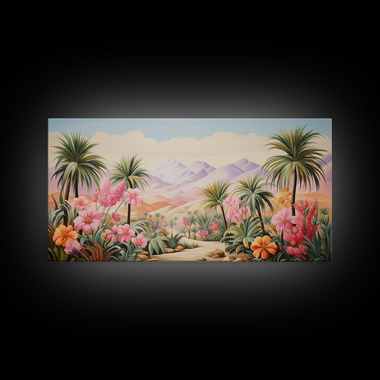 Flower Wall Art, Desert Landscape Wall Art, Mountain Art, Palm Trees Art, Tropical Art, Panoramic Art, Wall Art, Canvas Art, Landscape Art