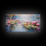 Lotus Wall Art, Pond Decor, Lily Pads Wall Art, Panoramic Art, Wall Art, Canvas Art, Landscape Art, Gifts For Grandma, Camper Wall Decor