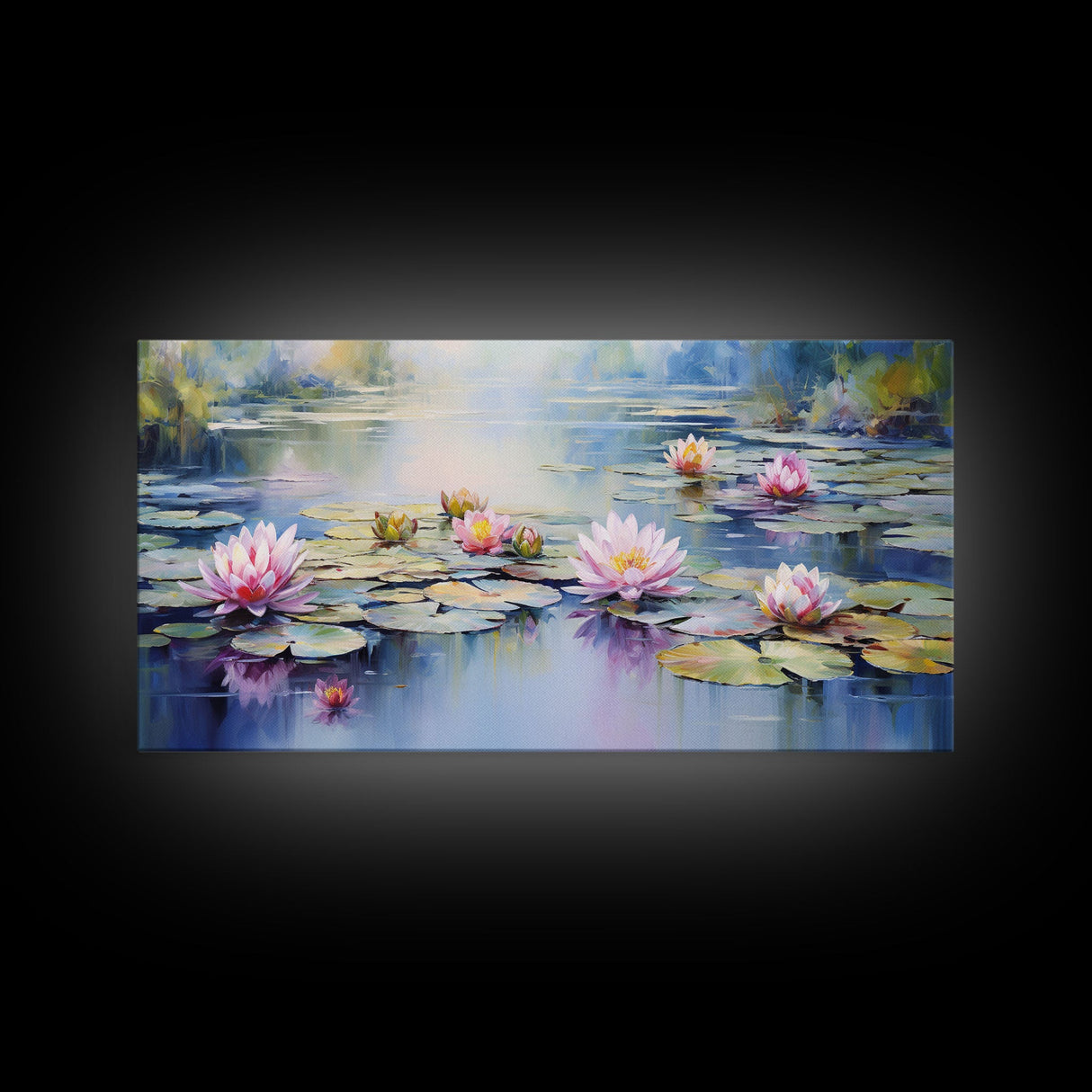 Lake Wall Art, Lotus Wall Art, Lily Pads Art, Panoramic Art, Wall Art, Canvas Art, Landscape Art, Going Away Gift, Office Wall Art, RV Decor