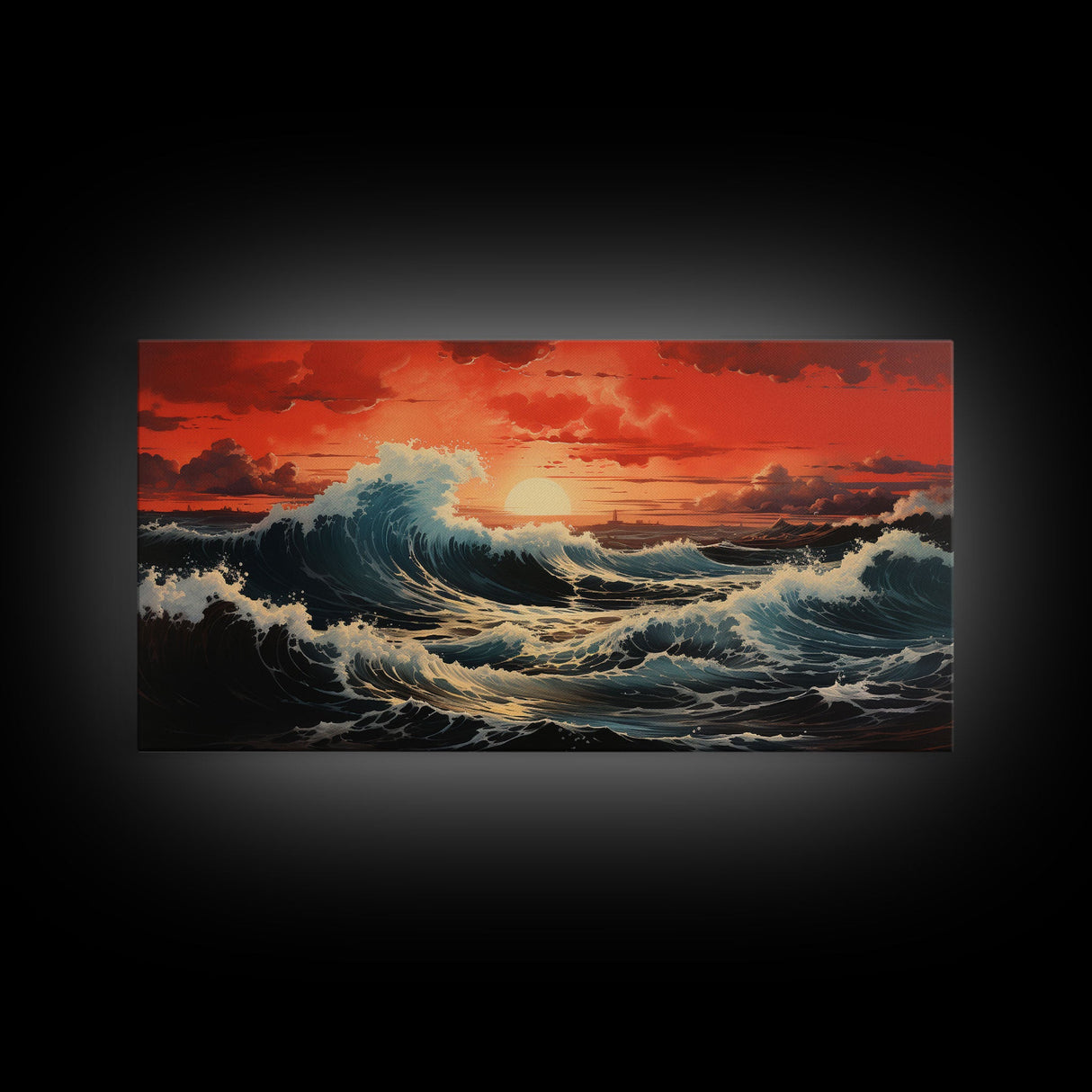 Sunset Wall Art, Ocean Art Print, Seascape Wall Art, Panoramic Art, Wall Art, Canvas Art, Landscape Art, Wedding Gift, Apartment Wall Art