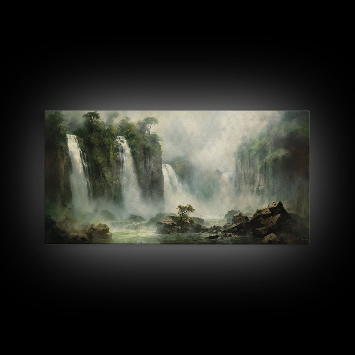 Waterfall, Nature Wall Art, River Wall Art, Jungle Wall Art Panoramic Art, Wall Art, Canvas Art, Landscape Art, Landscape Print, Client Gift