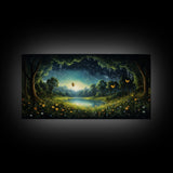 Enchanted Forest, Wildflower Meadow, Butterfly Art, Panoramic Art, Wall Art, Canvas Art, Landscape Art, Landscape Print, Nursery Wall Art