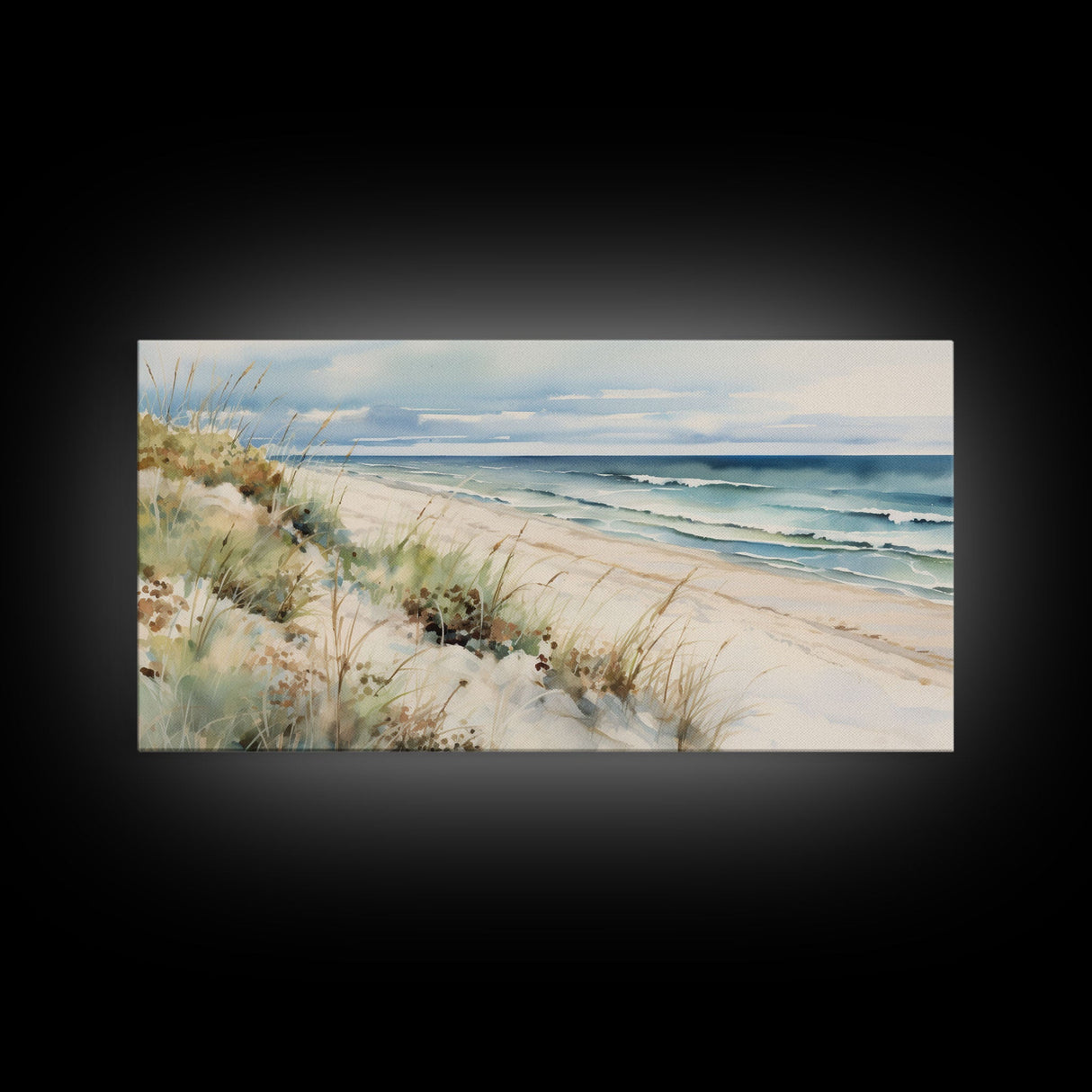 Framed Ocean Art, Beach Wall Art, Canvas Print, Framed Wall Art, Living Room Wall Decor, Abstract Landscape Art, Beach Painting