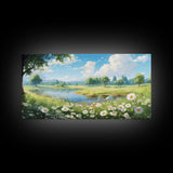 Wildflower Meadow, Country Wall Art, Spring Wall Art, Spring Meadow Print, Panoramic Landscape, Wall Art, Canvas Art, Landscape Art Print