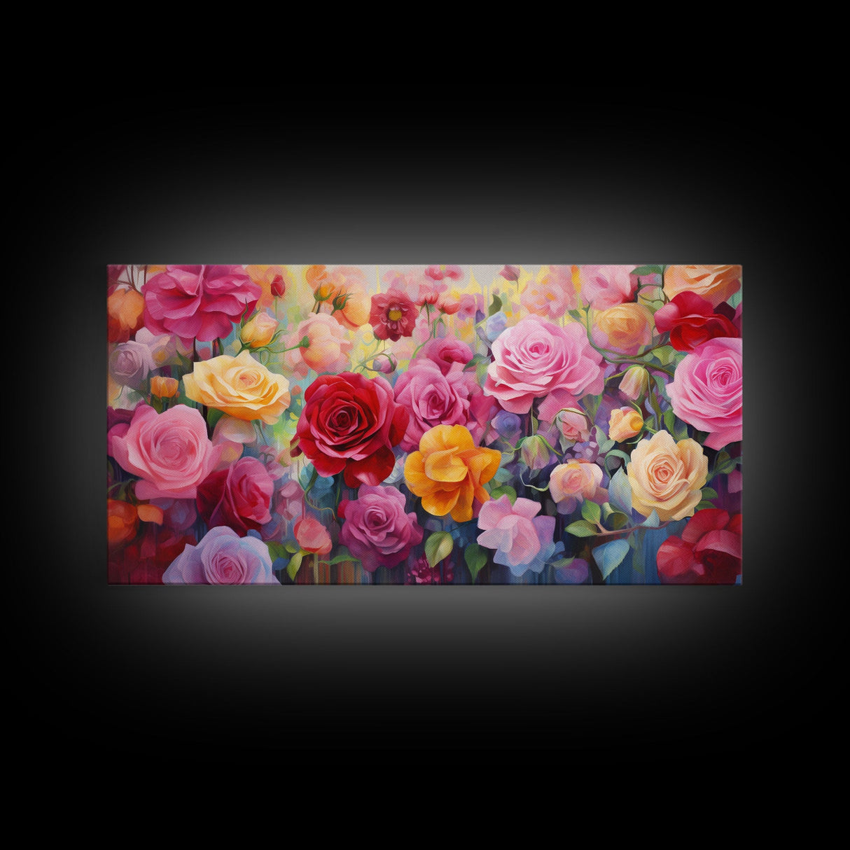 Roses Wall Art, Flowers Wall Print, Vibrant Wall Art, Panoramic Art, Wall Art, Canvas Art, Landscape Art, Birthday Gift, Farmhouse Wall Art