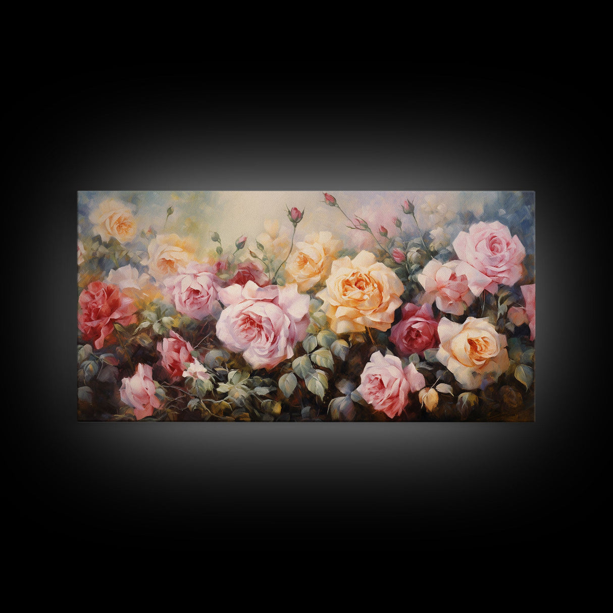 Roses Wall Art, Floral Art Print, Botanical Wall Art, Panoramic Art, Wall Art, Canvas Art, Landscape Art, Home Decor Prints, Office Wall Art