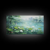 Lake Wall Art, Water Lily Wall Print, Fantasy Art, Panoramic Art, Wall Art, Canvas Art, Landscape Art, Wall Hanging, Client Gift, Ranch Art