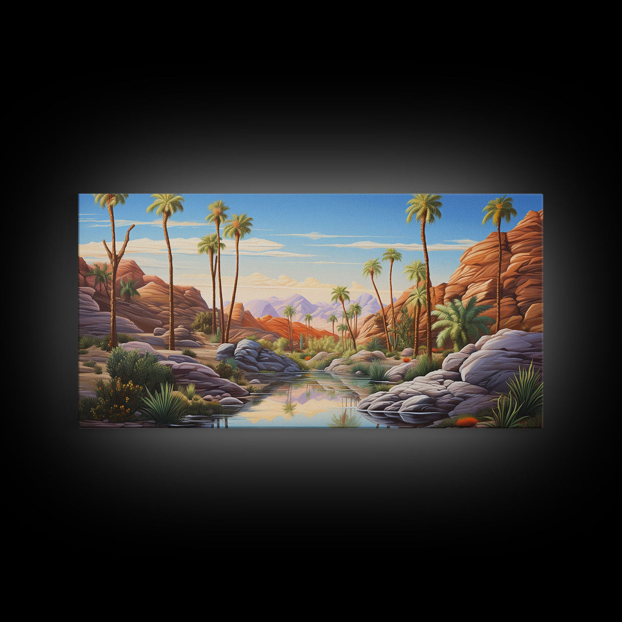 Palm Tree Wall Art, Desert Landscape, Desert Wall Art, Panoramic Art, Wall Art, Canvas Art, Landscape Art, Nature Wall Art,Housewarming Gift