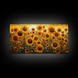 Sunflowers Wall Art, Yellow Flower Art, Field Of Flowers, Panoramic Art, Wall Art, Canvas Art, Landscape Art, Business Gift, Southern Decor