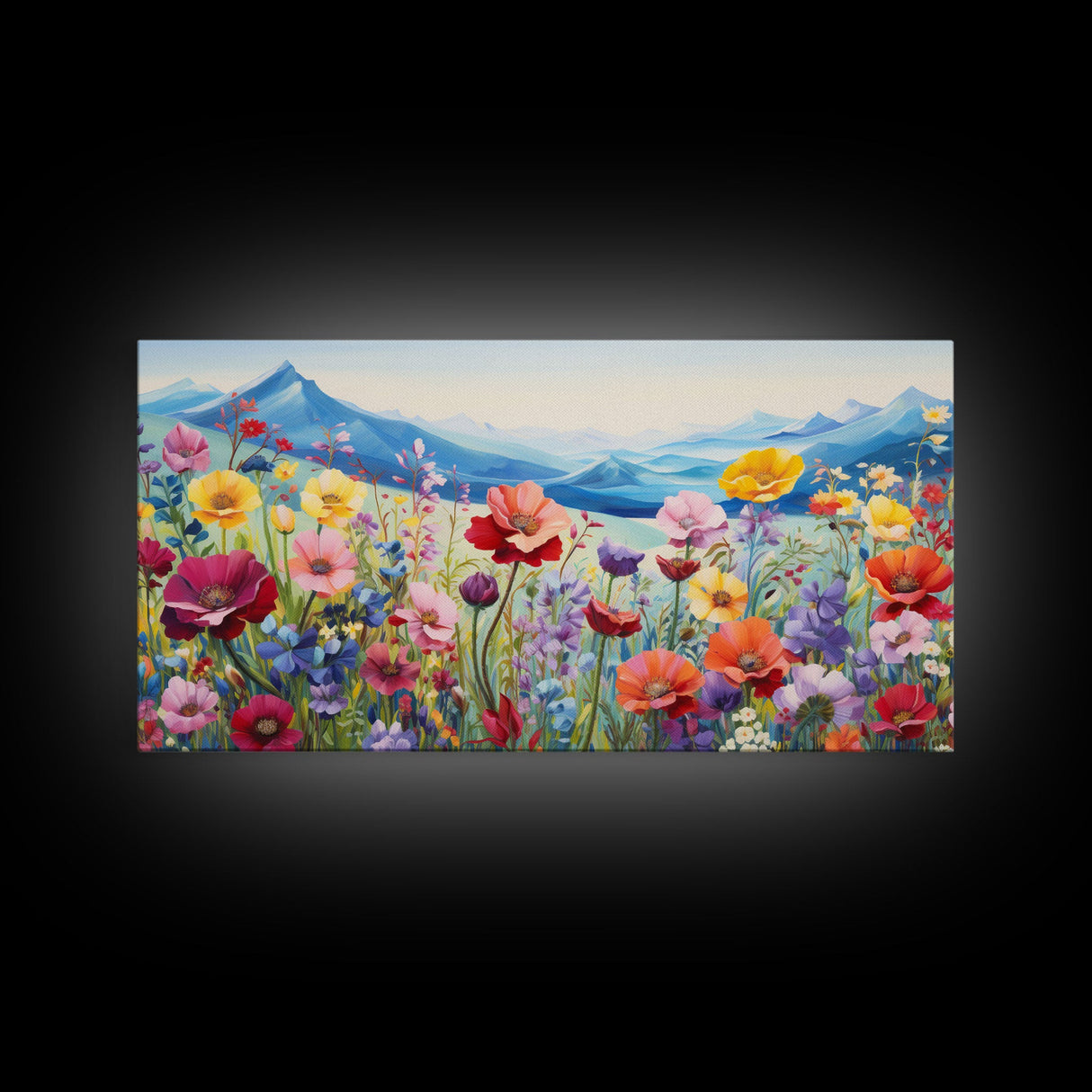 Pansies Wall Art, Spring Meadow Print, Wildflower Meadow, Panoramic Art, Wall Art, Canvas Art, Landscape Art, New Home Gift, Above Bed Decor