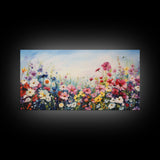 Pansies Wall Art, Spring Meadow Print, Wildflower Meadow, Panoramic Art, Wall Art, Canvas Art, Landscape Art, Wildflower Art, Entryway Print