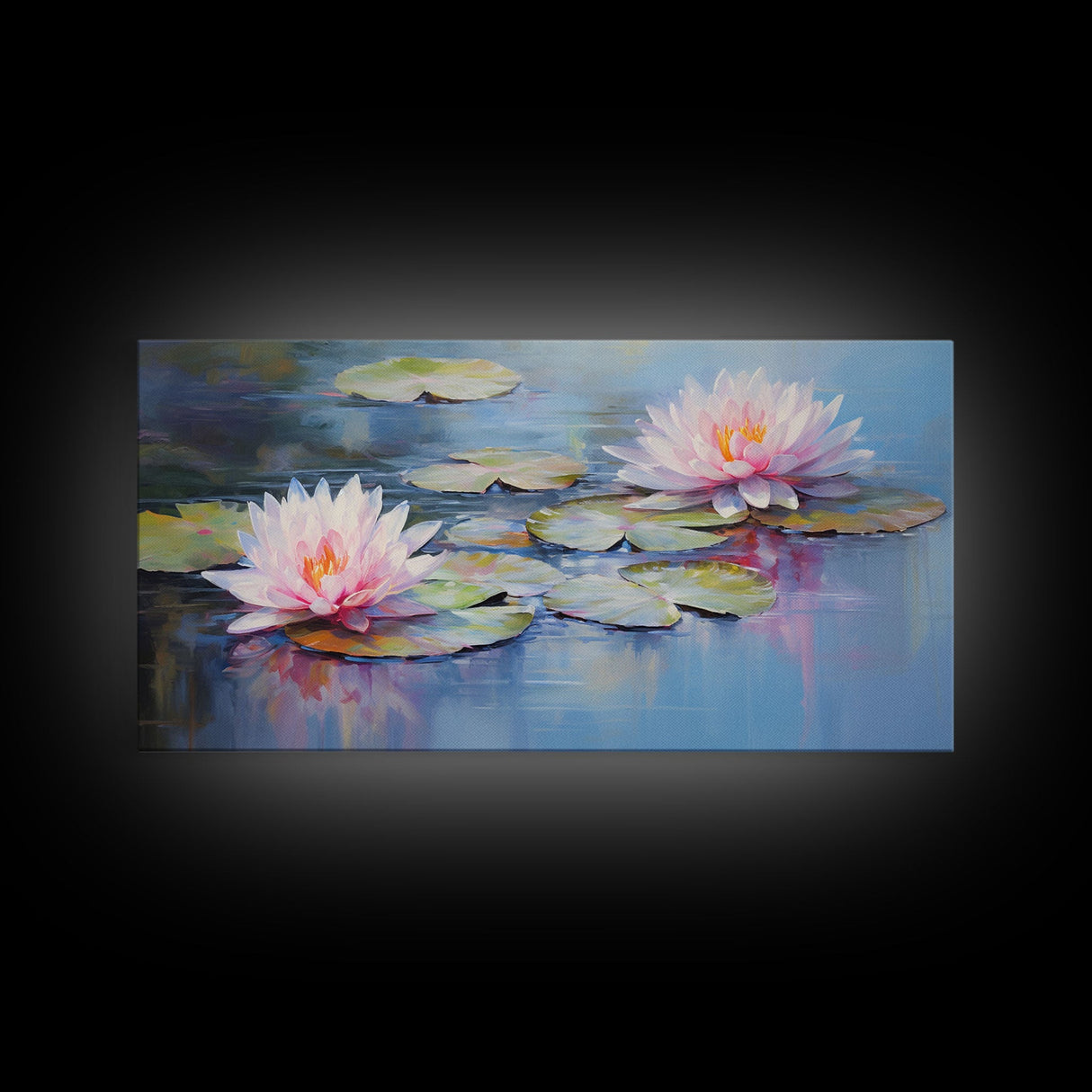 Water Lily Wall Art, Pink Flower Art, Panoramic Art, Wall Art, Canvas Art, Landscape Art, Wall Art Prints, Thank You Gift, Bedroom Prints