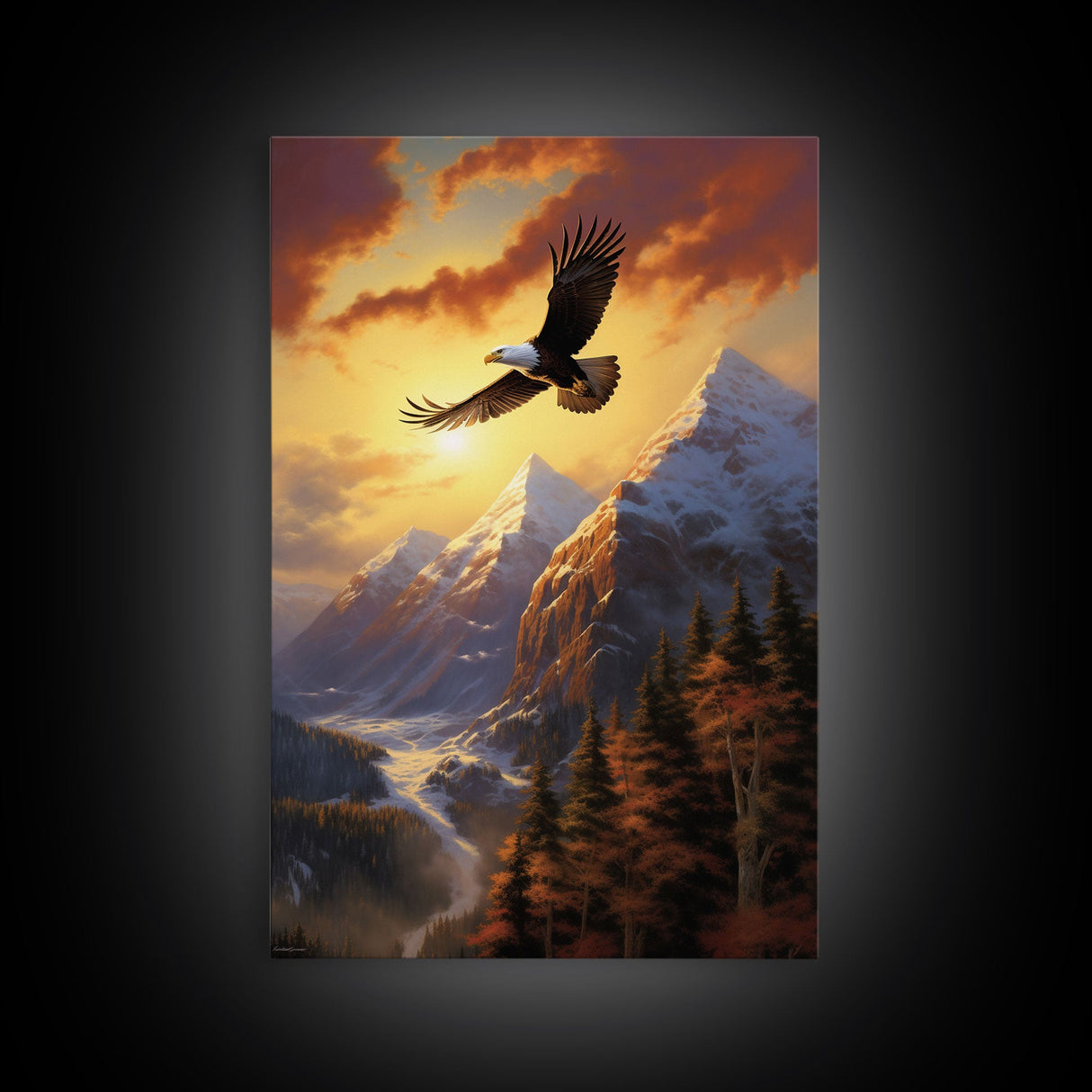 Eagle Wall Art, Mountain Art Print, Animal Art, Nature Print, Canvas Print, Wall Art, Vertical Art, Gift For Boss, Camper Wall Decor