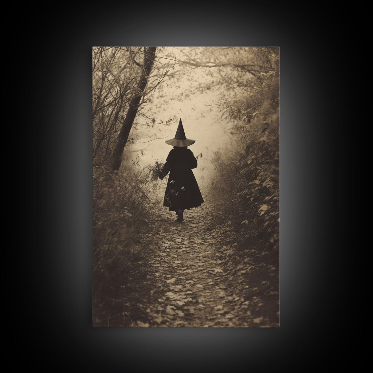 Witch In The Woods, Cursed Victorian Halloween Art, Framed Canvas Print, Halloween Photography Art, Spooky Halloween Decor, Scary Art, Witch