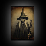 Witch Halloween, Scary Wall Art, Witch Art Print, Dark Art Print, Occult Art, Canvas Print, Wall Art, Vertical Print, Home Decor, Wall Decor