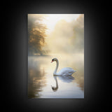 Swan Print, Bird Art, Animal Wall Art, Lake Art Print, Canvas Print, Wall Art, Vertical Art, Couples Gift, Lake House Wall Art, RV Decor