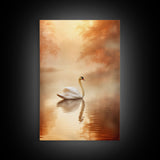 Lake Art Print, Swan Print, Bird Art, Animal Wall Art, Canvas Print, Wall Art, Vertical Art, Wedding Gift, Modern Office Art, Indie Room Art