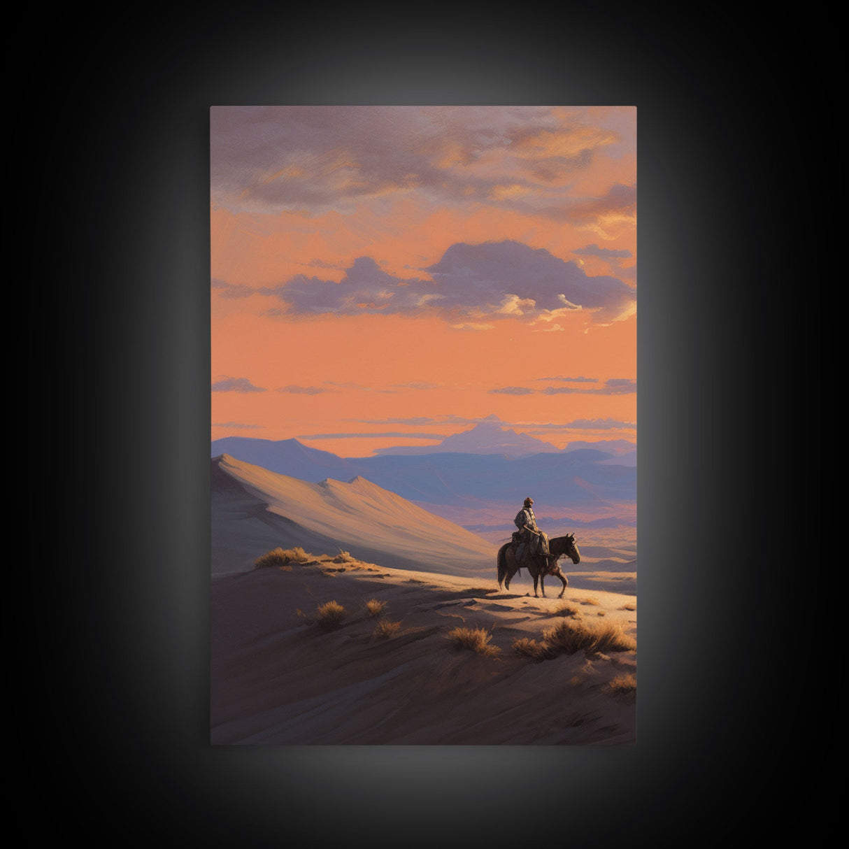 Cowboy Wall Art, Sunset Print, Landscape Wall Art, Canvas Print, Wall Art, 3 Piece Wall Art, Gift For Men, Ranch House Decor, Western Art