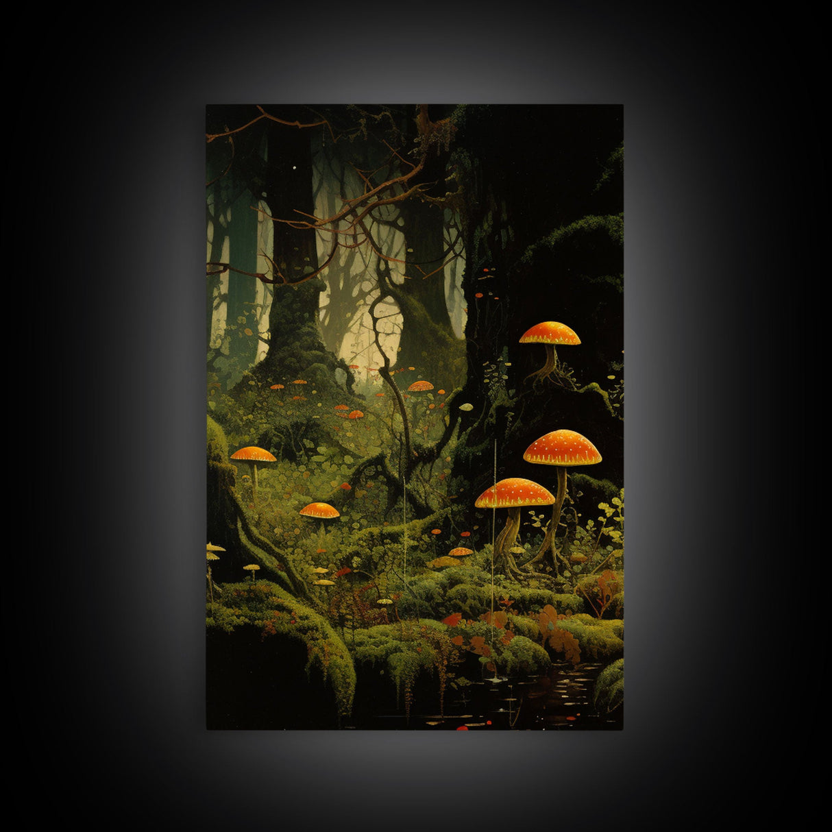 Forest Wall Art, Mushroom Art Print, Trees Art, Canvas Print, Wall Art, 3 Piece Wall Art, Modern Home Decor, Above Bed Art, Indie Room Decor