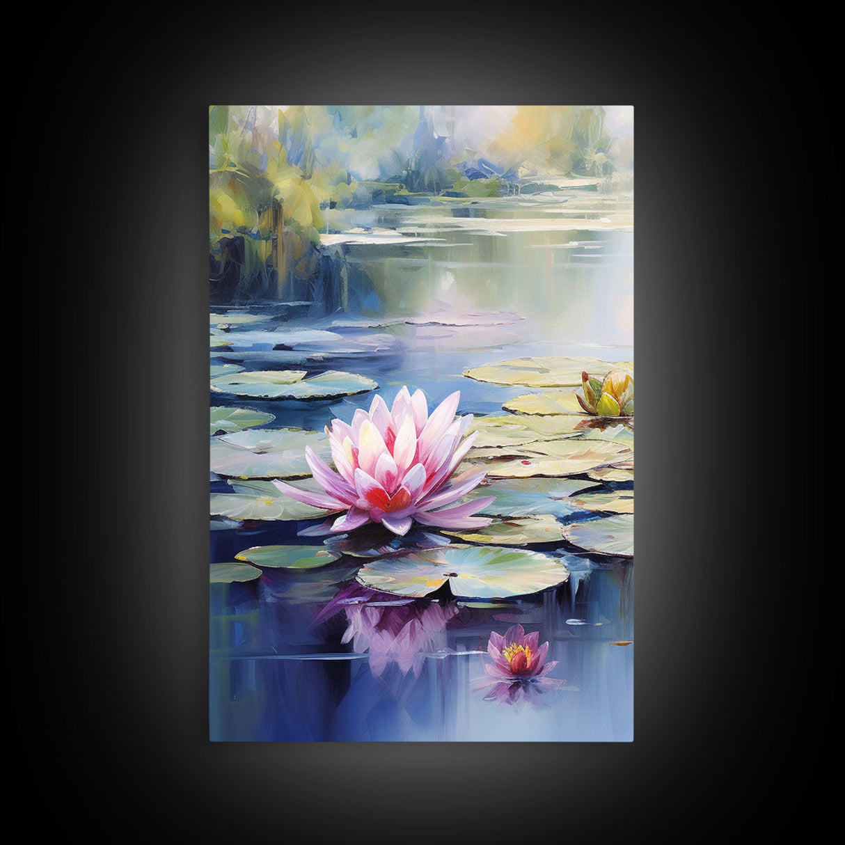 Lake Wall Art, Water Lily Art, Lotus Wall Print, Canvas Print, Wall Art, 3 Piece Wall Art, Home Wall Decor, Country Home Decor, Ranch Decor