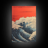 Japanese Wall Art, Ocean Waves, Asian Art, Sunset Art, Canvas Print, Wall Art, 3 Piece Wall Art, Above Bed Art, Southern Wall Art, RV Decor