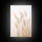 Set of 3 Pampas Grass, Beach Ocean Shore Photography Prints, Minimalist Modern Art Neutral Coastal Room Decor Framed Canvas Wall Art