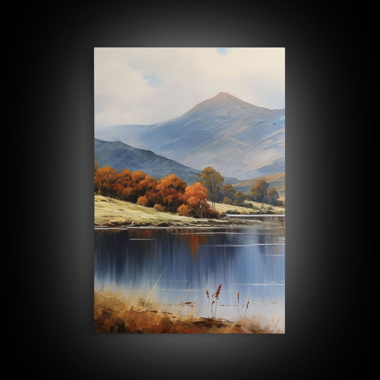 Fall Centerpiece Decor, Framed Canvas Prints, Autumn Landscape Paintings, 3 Piece Art, Triptych