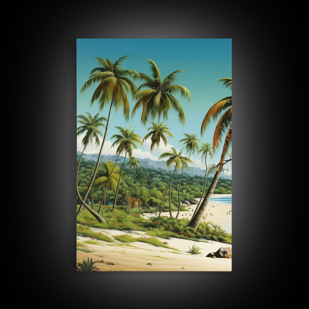 Tropical Art, Palm Tree Wall Art, Seascape Print, Beach Art, Canvas Print, Wall Art, 3 Piece Wall Art, Game Room Decor, Dorm Room Art