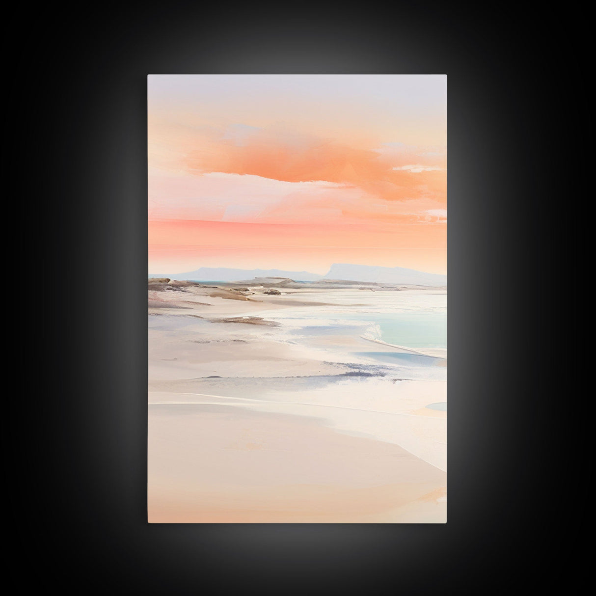 Landscape Beach Ocean Art, Canvas Print, Extra Large 3 Piece Art Beach Painting, Minimalist Abstract Coastal Beautiful Dining Room Art