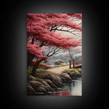 Japanese Print, Landscape Wall Art, Cherry Blossom Wall Art, Canvas Print, Wall Art, 3 Piece Wall Art, Country Home Wall Art, Modern Prints